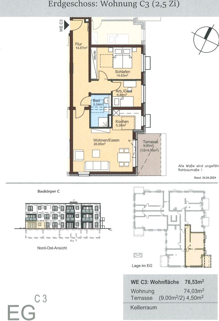 Erdgeschosswohnung C3 2,5 Zimmer